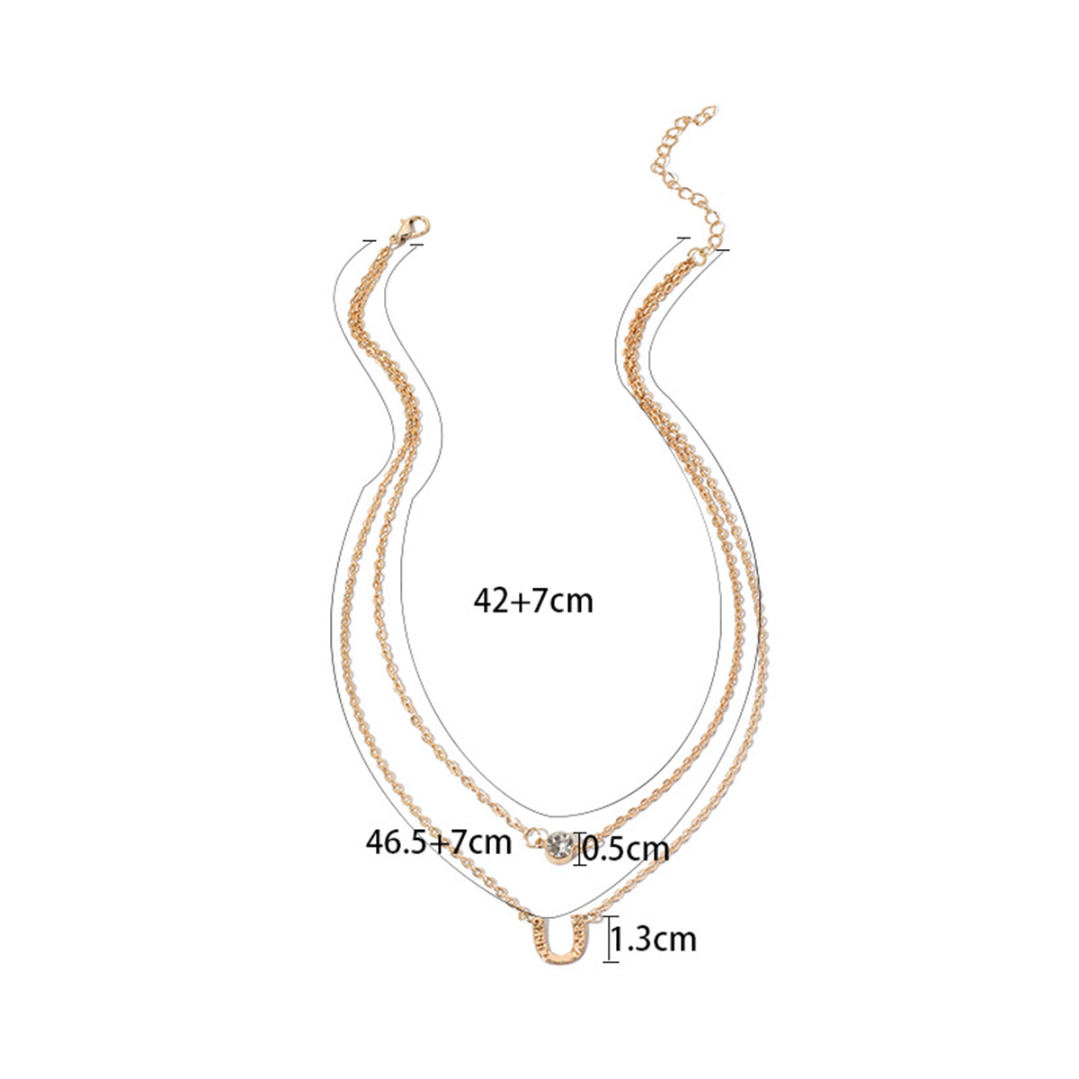 Simple Diamond & U-shaped Pendant Necklace